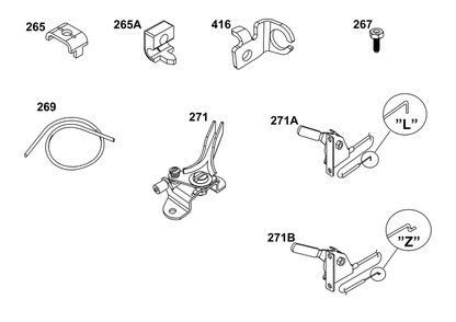 Speed Control Diagram and Parts List for 40,44&49  Briggs and Stratton Engine